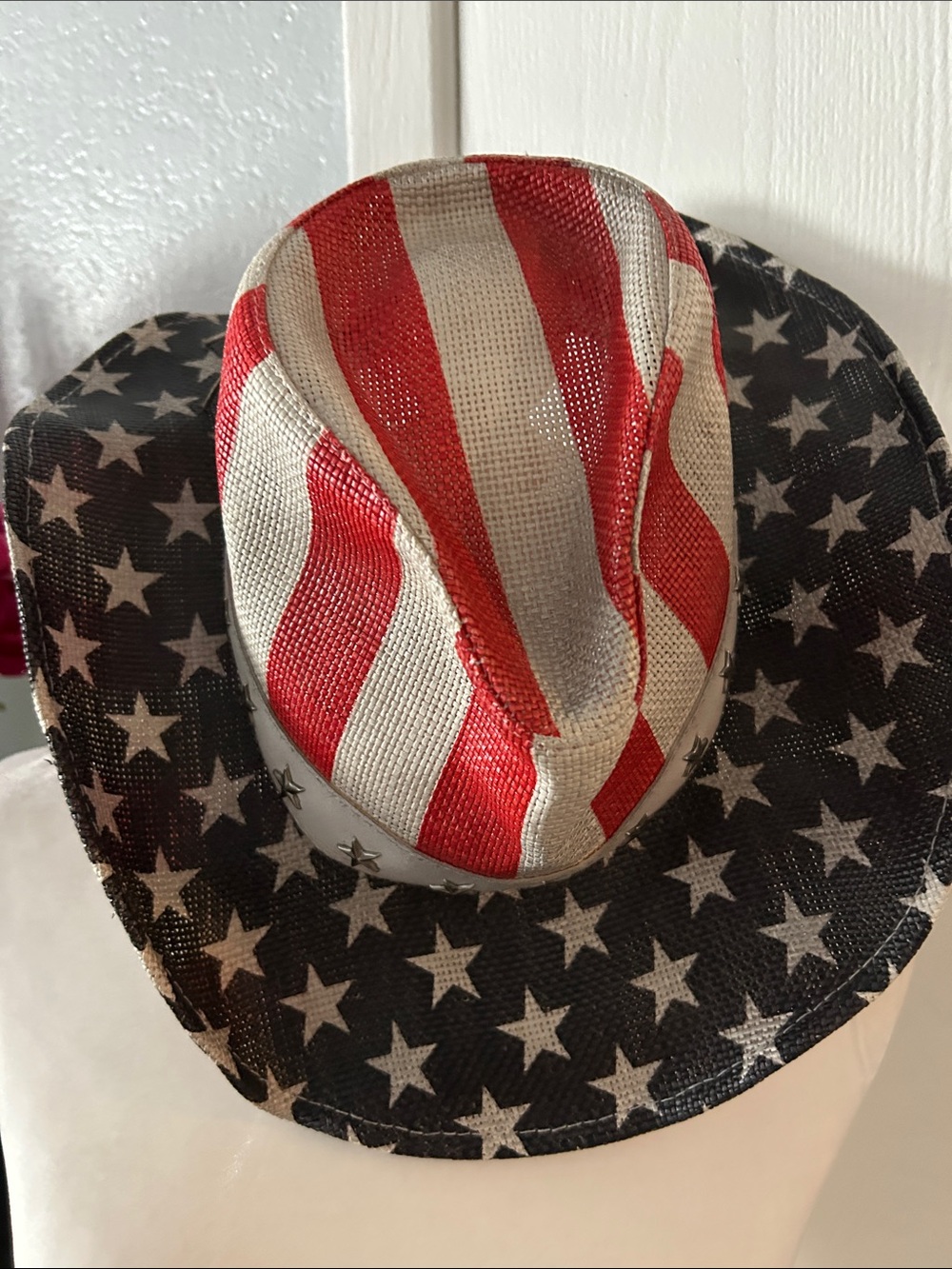 Peter Grimm USA Flag Straw Cowboy Hat - Red, White & Blue